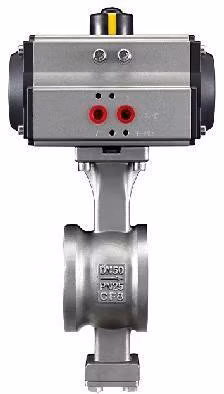 CF8 CF8m Wcb 空気圧操作ステンレス鋼ウェーハ V ポートボールバルブ